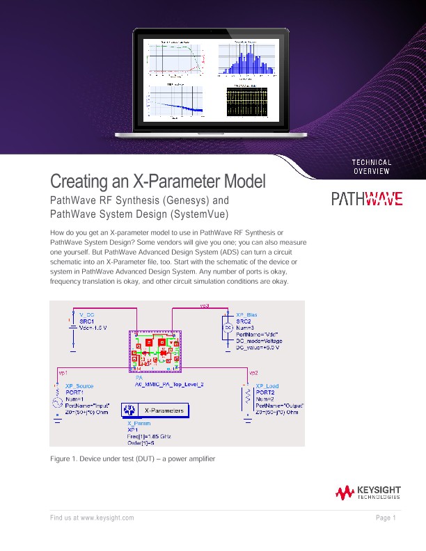 Creating an XParameter Model PDF Asset Page Keysight